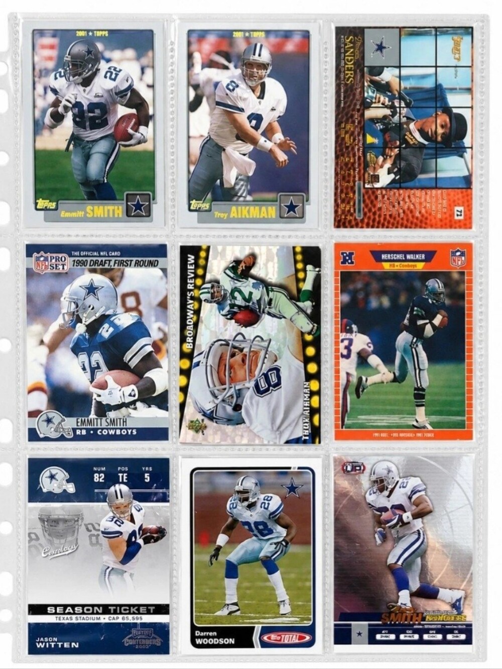 Dallas Cowboys 24 Football Card Lot Emmitt Smith Troy Aikman Deion Sanders